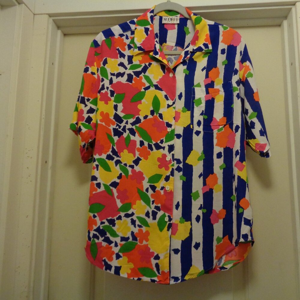 80S 90S COLORS GIRL BY MIXIT BIG BLOUSE SHIRT 1X